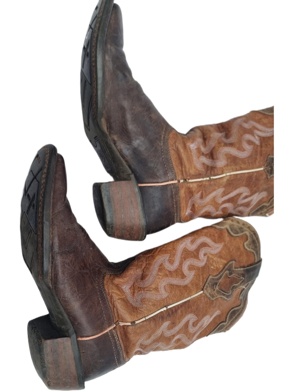 Vintage Leather Cowboy Boots US 8: 1970s Tan Western Boots