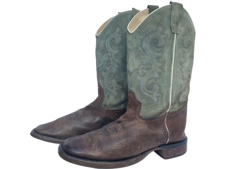 Turquoise Green Suede Cowboy Boots: Women's Western Ankle Boots US 7 / UK 5