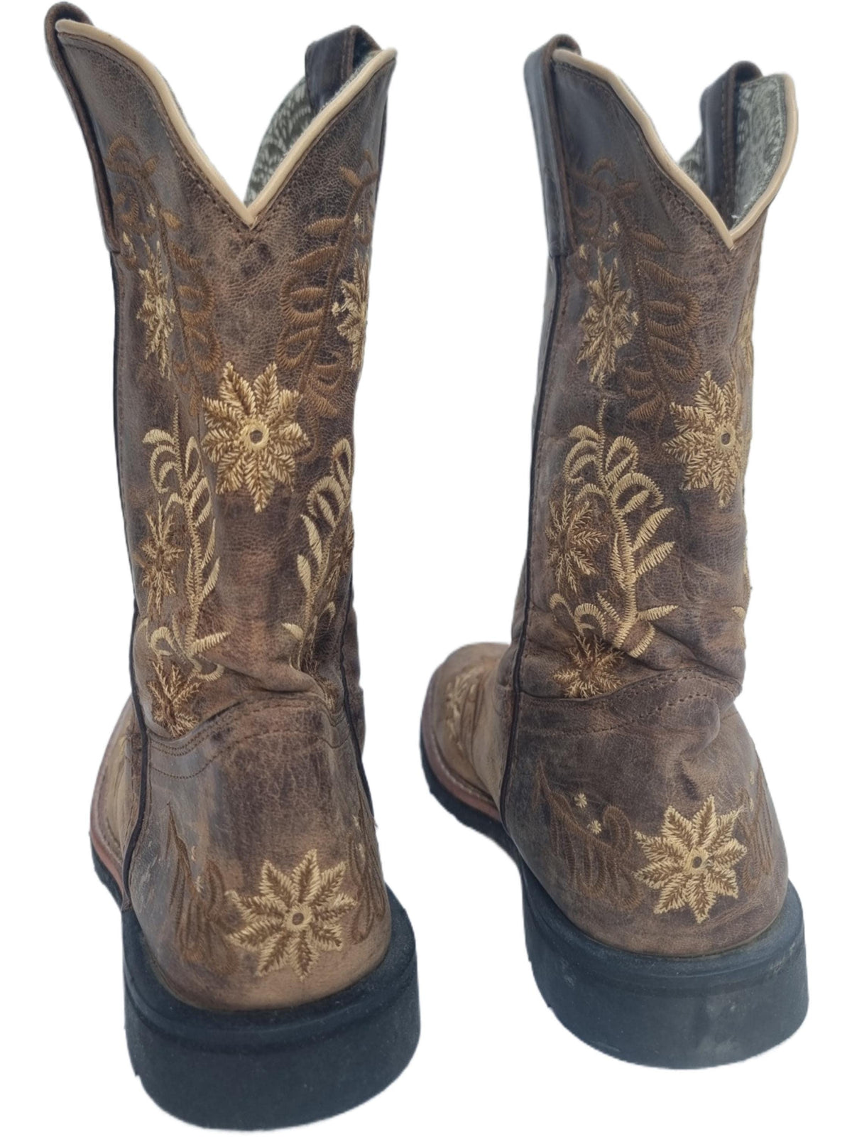 Embroidered Leather Cowboy Boots: Handmade Dan Post Western Boots US 5 / UK 3