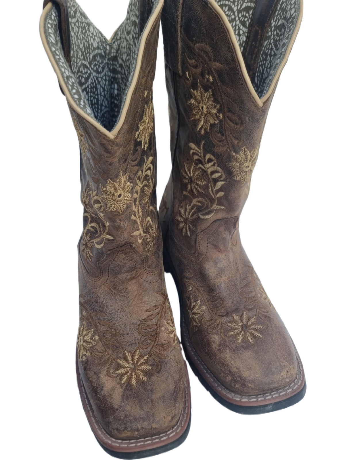 Embroidered Leather Cowboy Boots: Handmade Dan Post Western Boots US 5 / UK 3