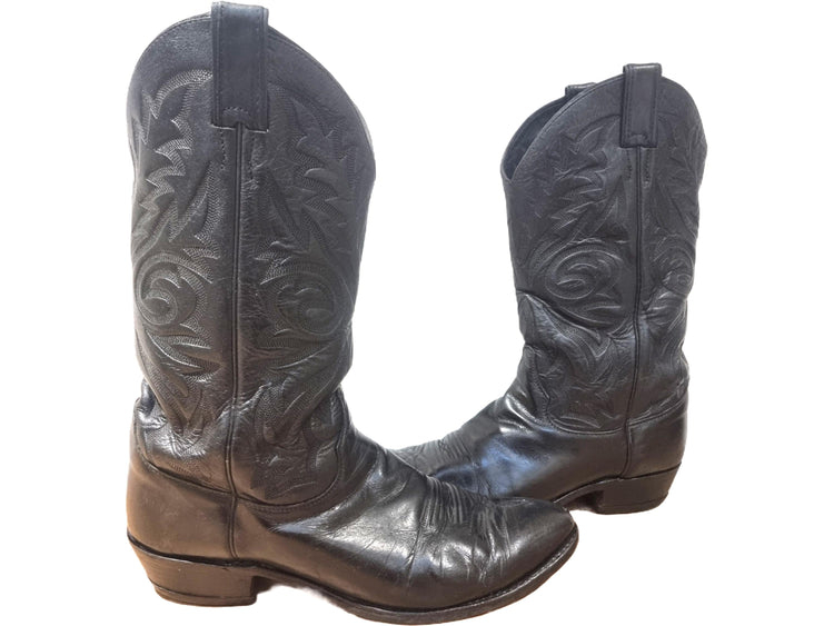Vintage Leather Cowboy Boots: Unisex Western Riding Boots, UK 9 / US 11