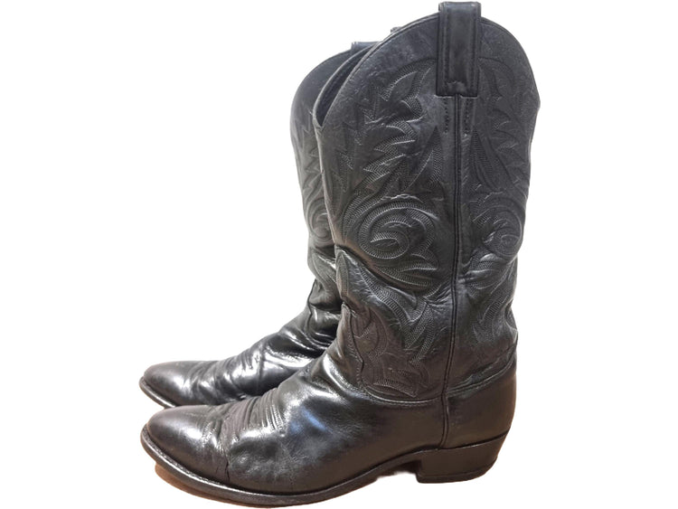 Vintage Leather Cowboy Boots: Unisex Western Riding Boots, UK 9 / US 11