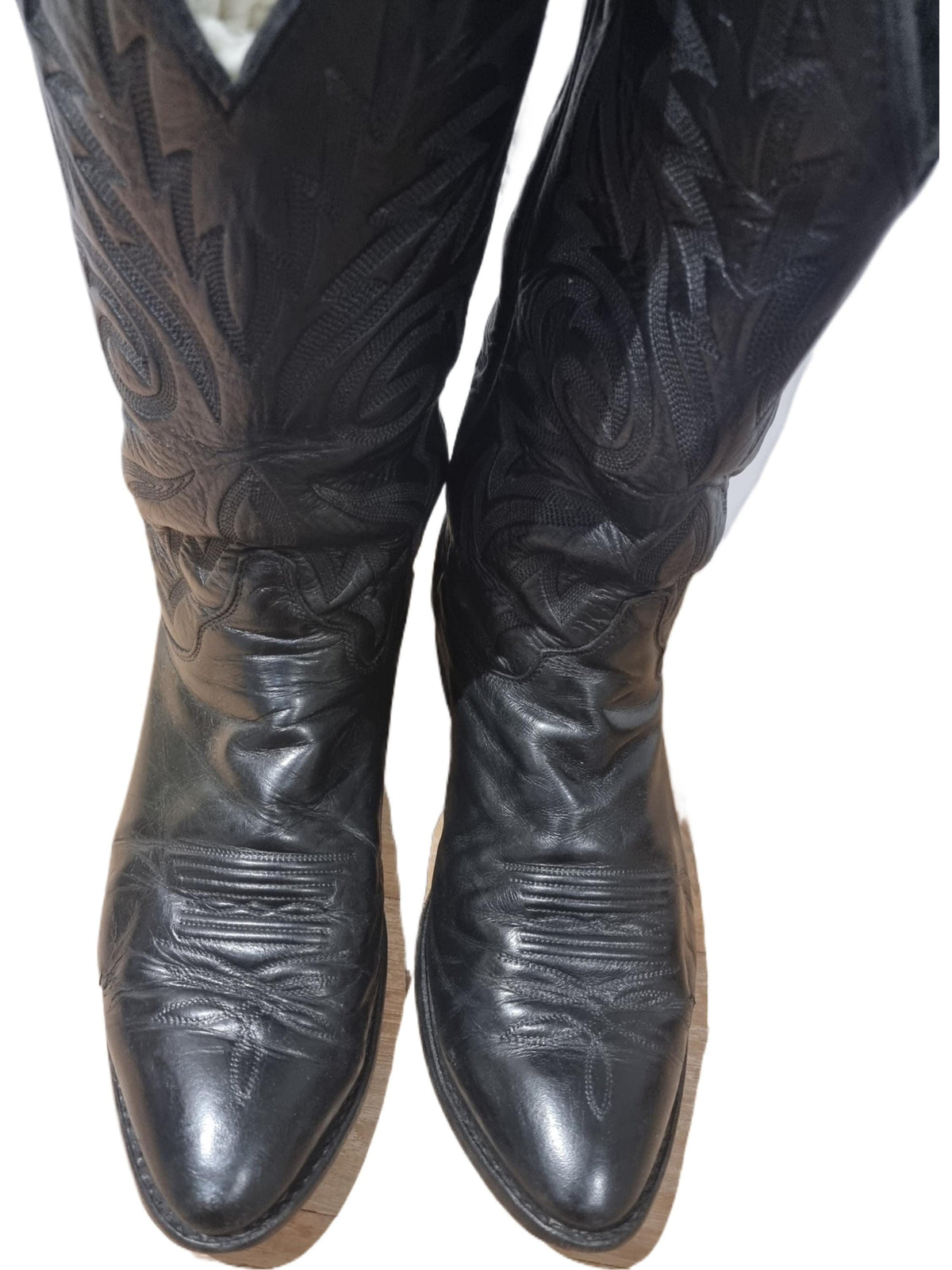 Vintage Leather Cowboy Boots: Unisex Western Riding Boots, UK 9 / US 11