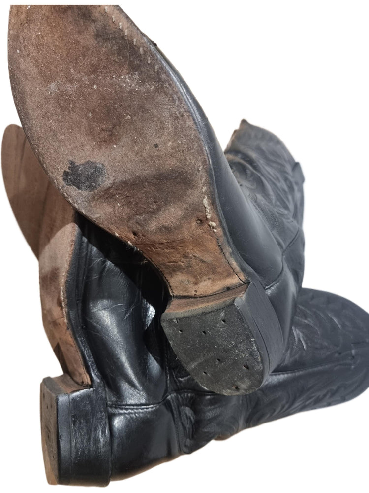 Vintage Leather Cowboy Boots: Unisex Western Riding Boots, UK 9 / US 11