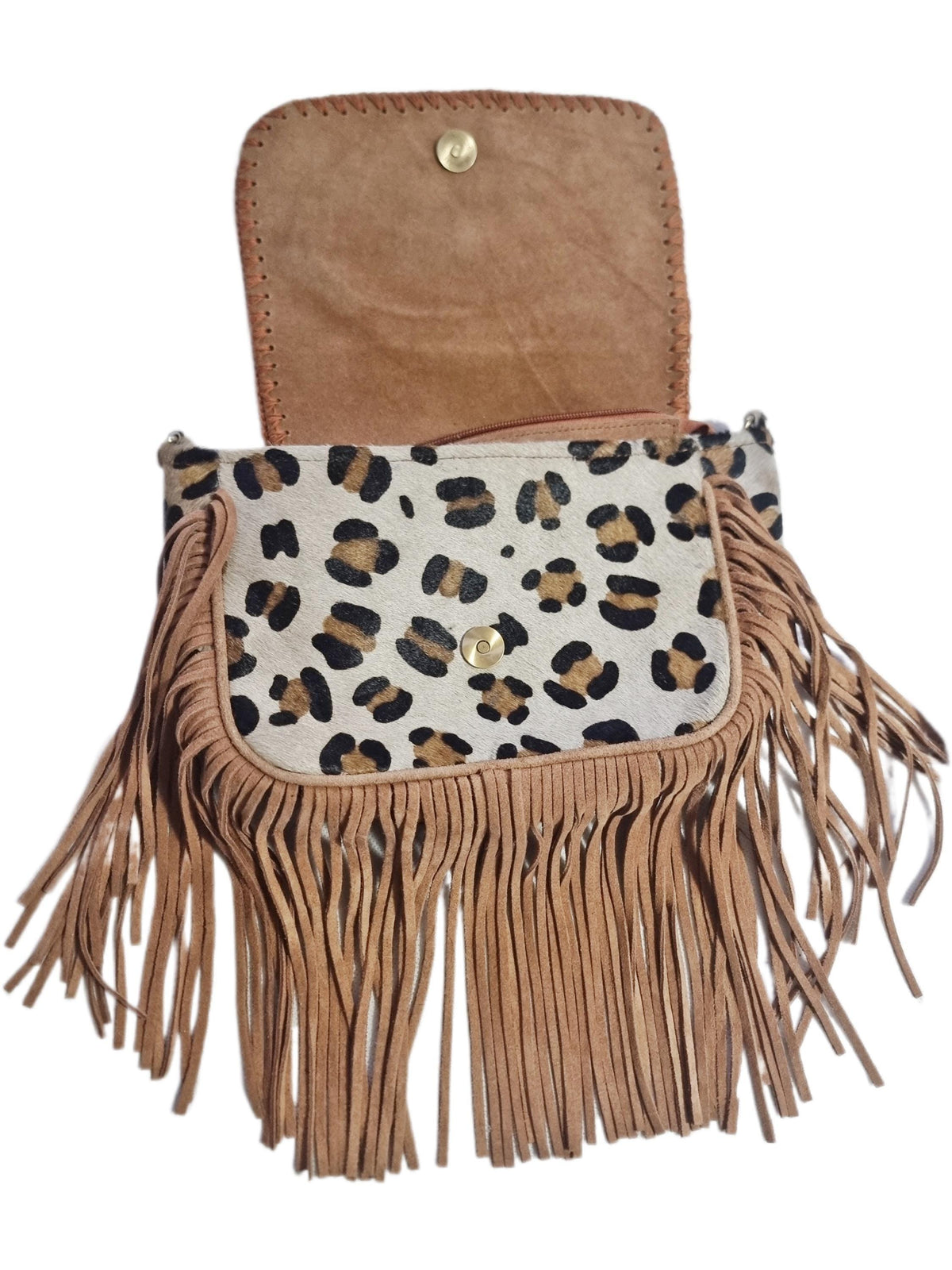 Leopard Print Fringe Crossbody Bag: Evil Eye Beaded Boho Purse