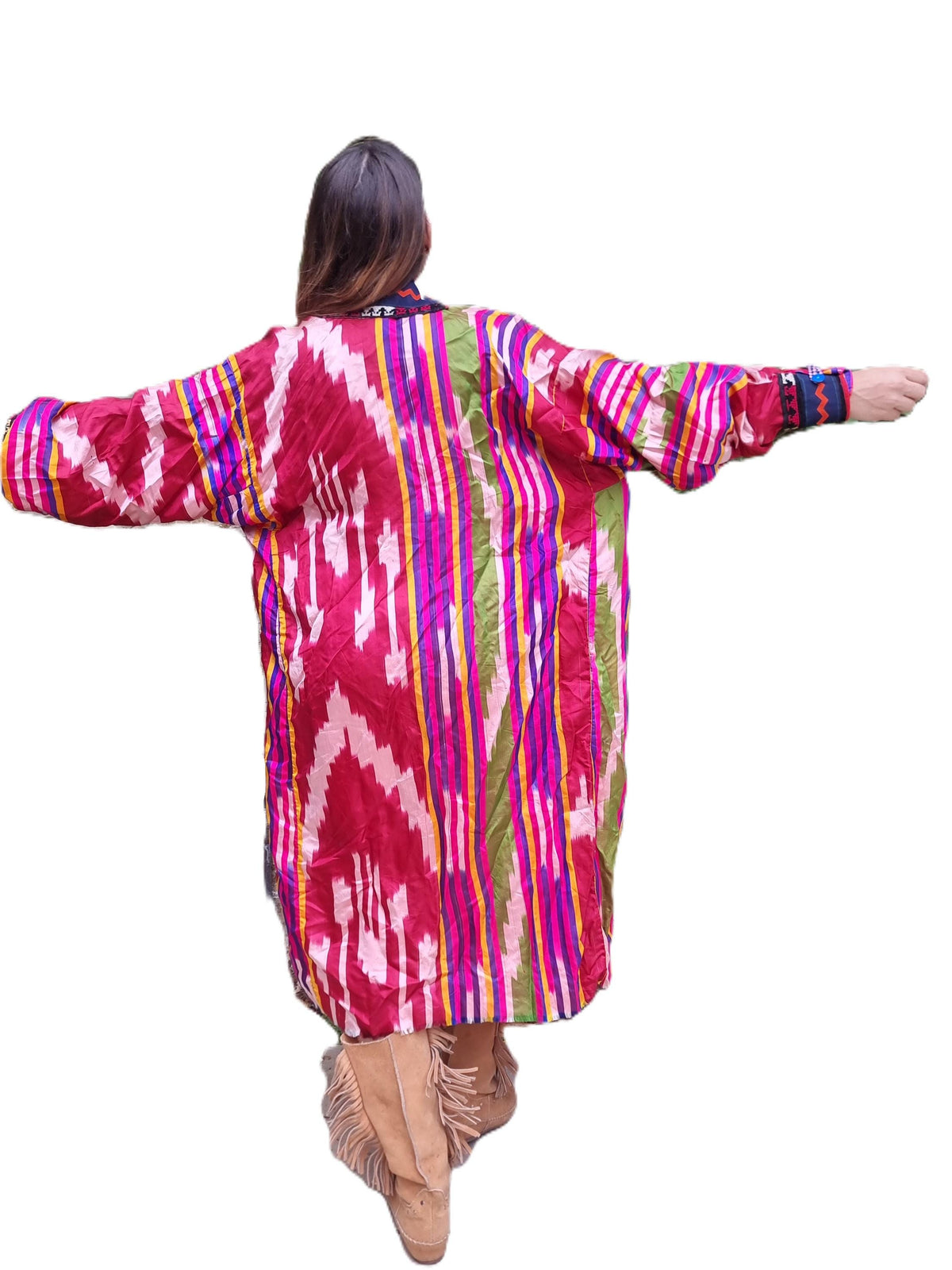 Vintage Moroccan Kimono – Embroidered Berber Jacket, Boho Duster Coat, Hippie Festival Layering Piece