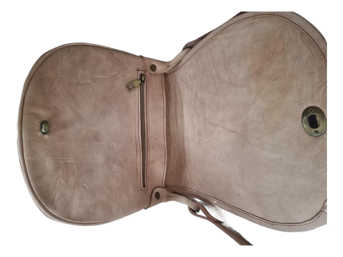 Boho Leather Crossbody Bag: Mandala, Crystals & Coins