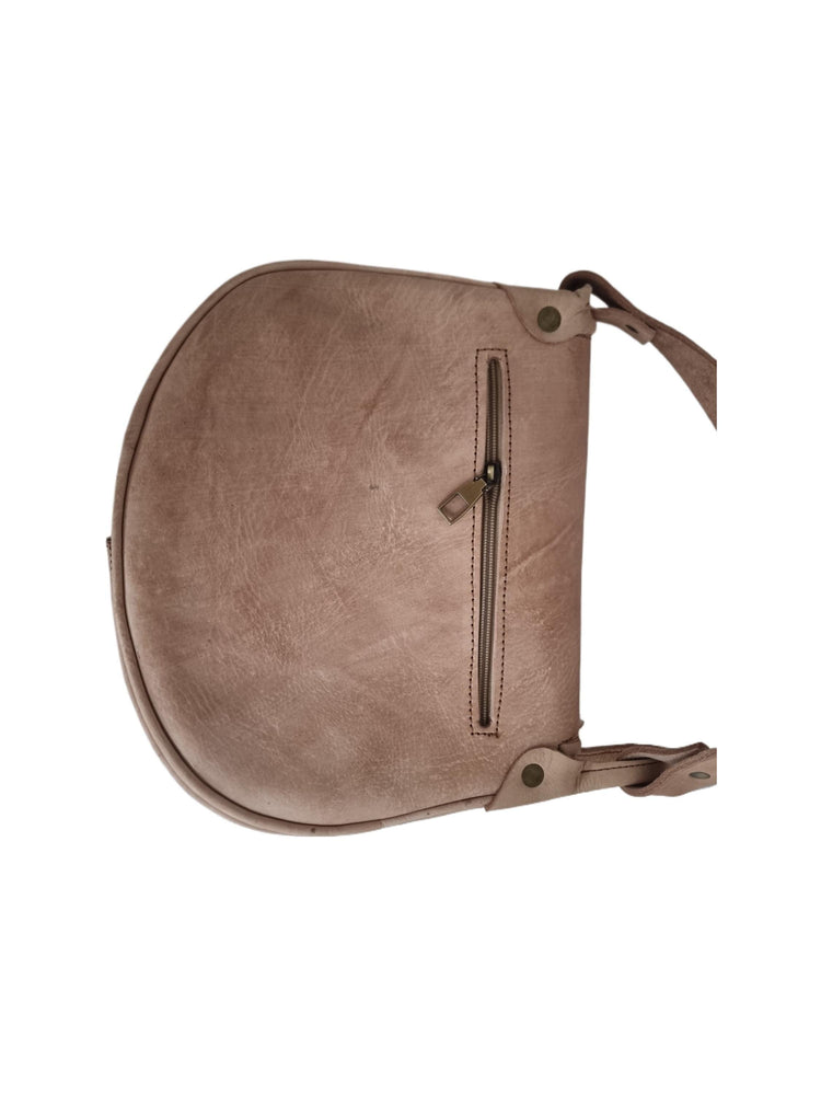 Boho Leather Crossbody Bag: Mandala, Crystals & Coins