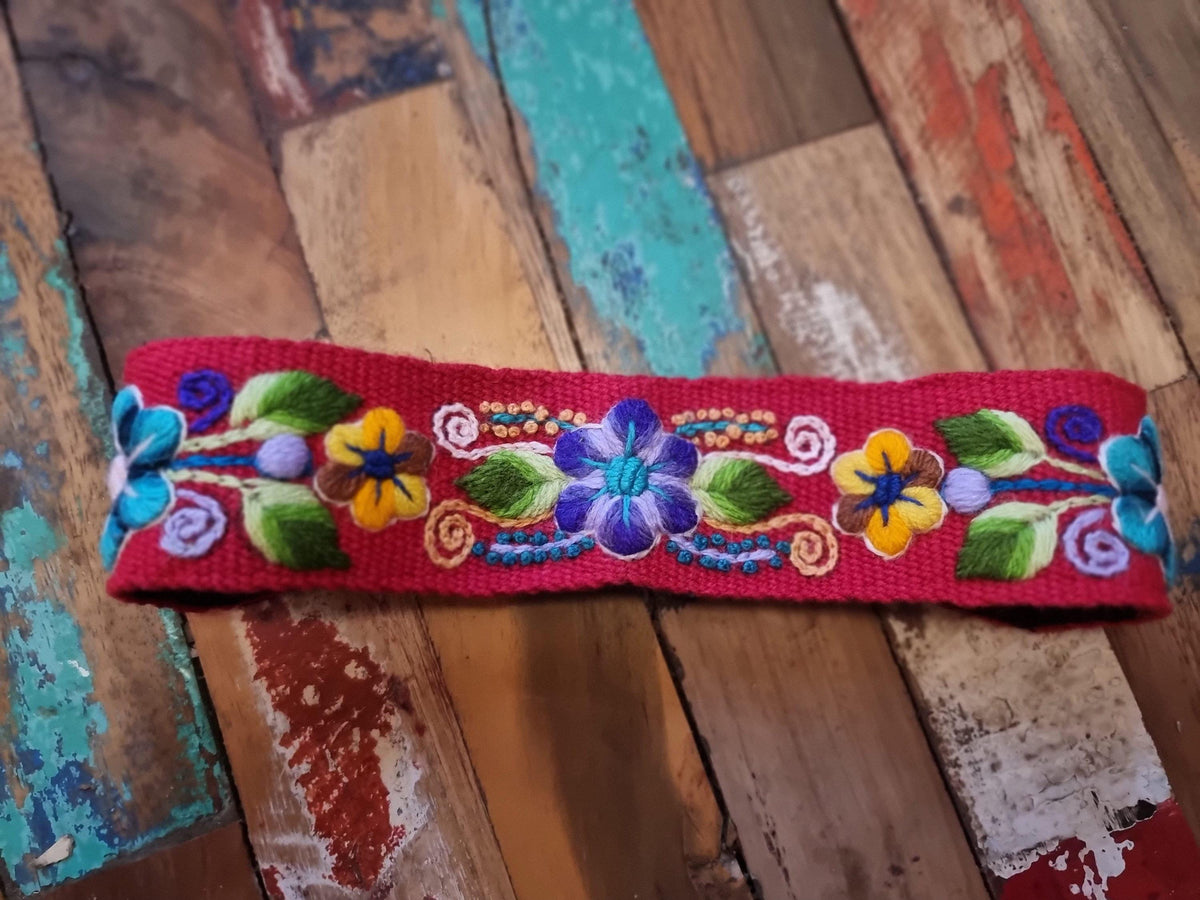 Floral emboidered headband, unique flower hair band, frida kahlo style accessories for women girls