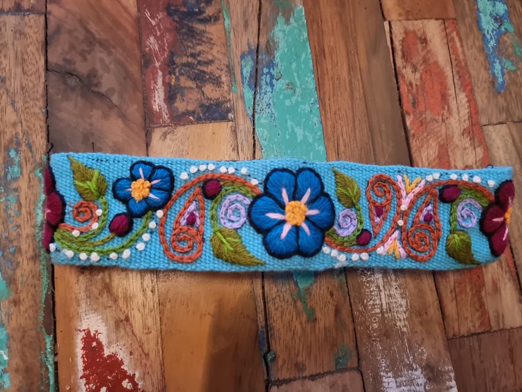 Floral emboidered headband, unique flower hair band, frida kahlo style accessories for women girls