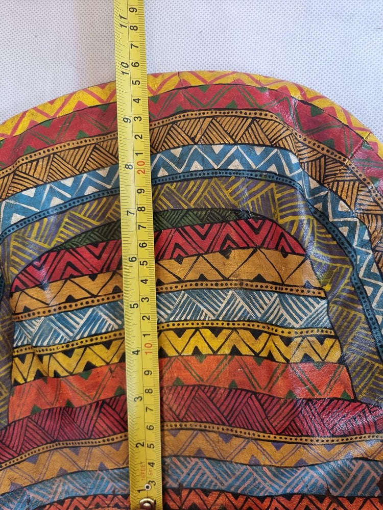 Hand-Painted Leather Shoulder Bag: African Tribal Art, Boho Saddle Bag