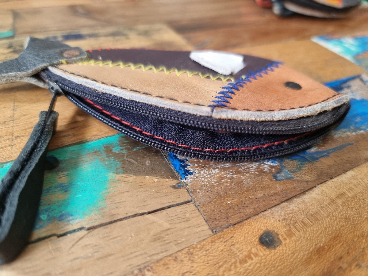 Handmade Fish Leather Coin Purse: Zippered Small Wallet