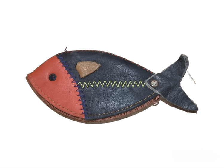 Handmade Fish Leather Coin Purse: Zippered Small Wallet