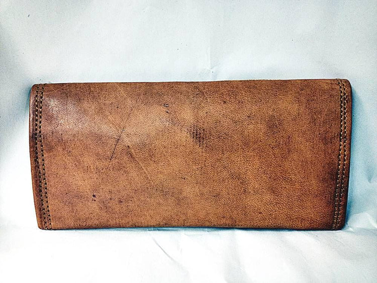 Embroidered Leather Trifold Wallet: Botanical Boho Long Wallet