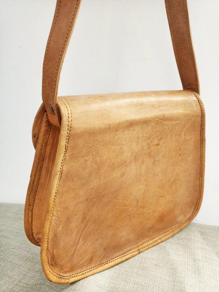 Handmade Embroidered Leather Crossbody Bag – Colourful Boho Satchel & Vintage Style Purse