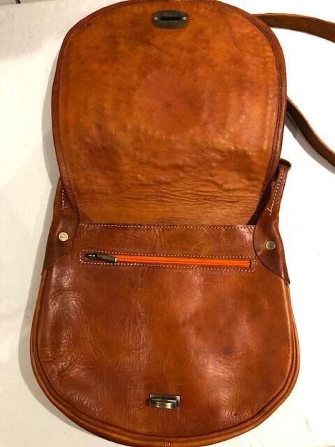 Moroccan Leather Crossbody Bag & Wristlet Set: Vintage Boho Purse