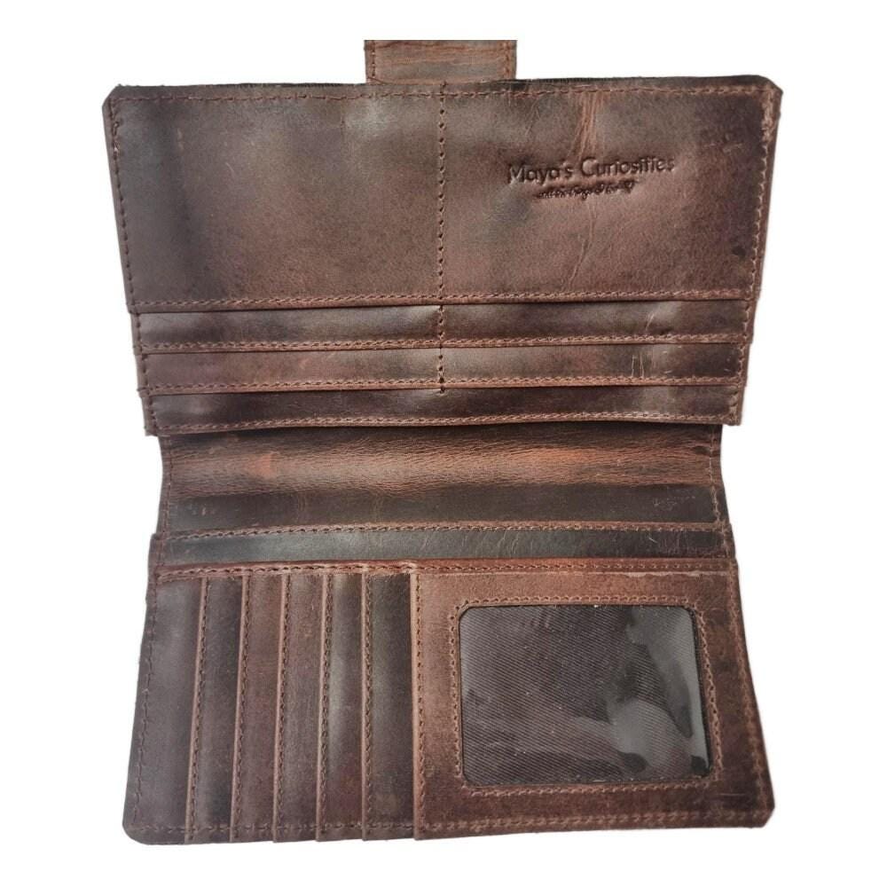 Tooled Leather Cowhide Wallet Set: Western Turquoise Clutch & Crossbody Bag