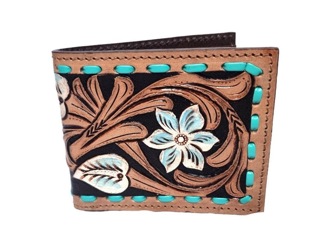 Hand Tooled Leather Bag & Wallet Set: Western Fringe Crossbody Purse