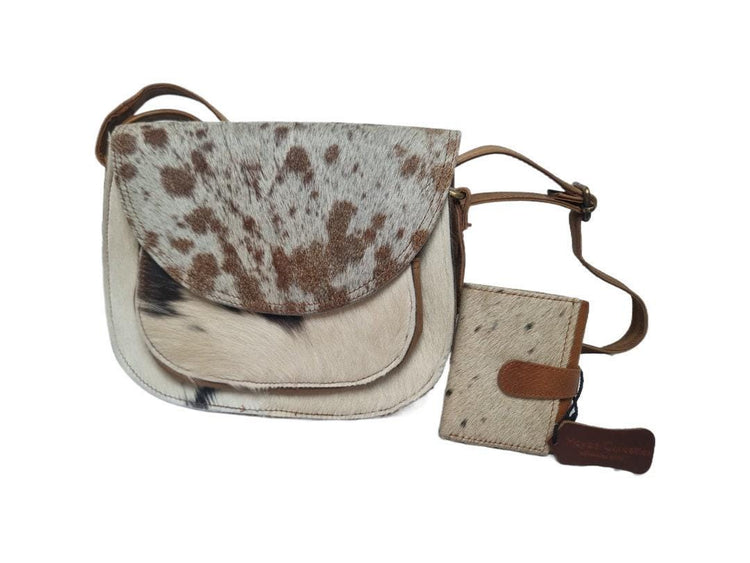 Cowhide Crossbody Bag & Wallet Set: Western Leather Purse Gift