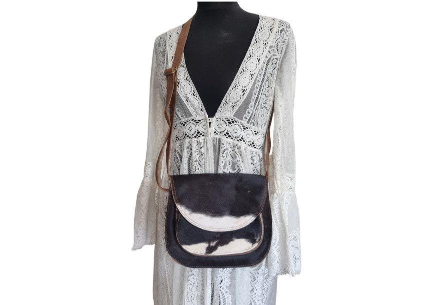 Cowhide Crossbody Bag & Wallet Set: Western Leather Purse Gift
