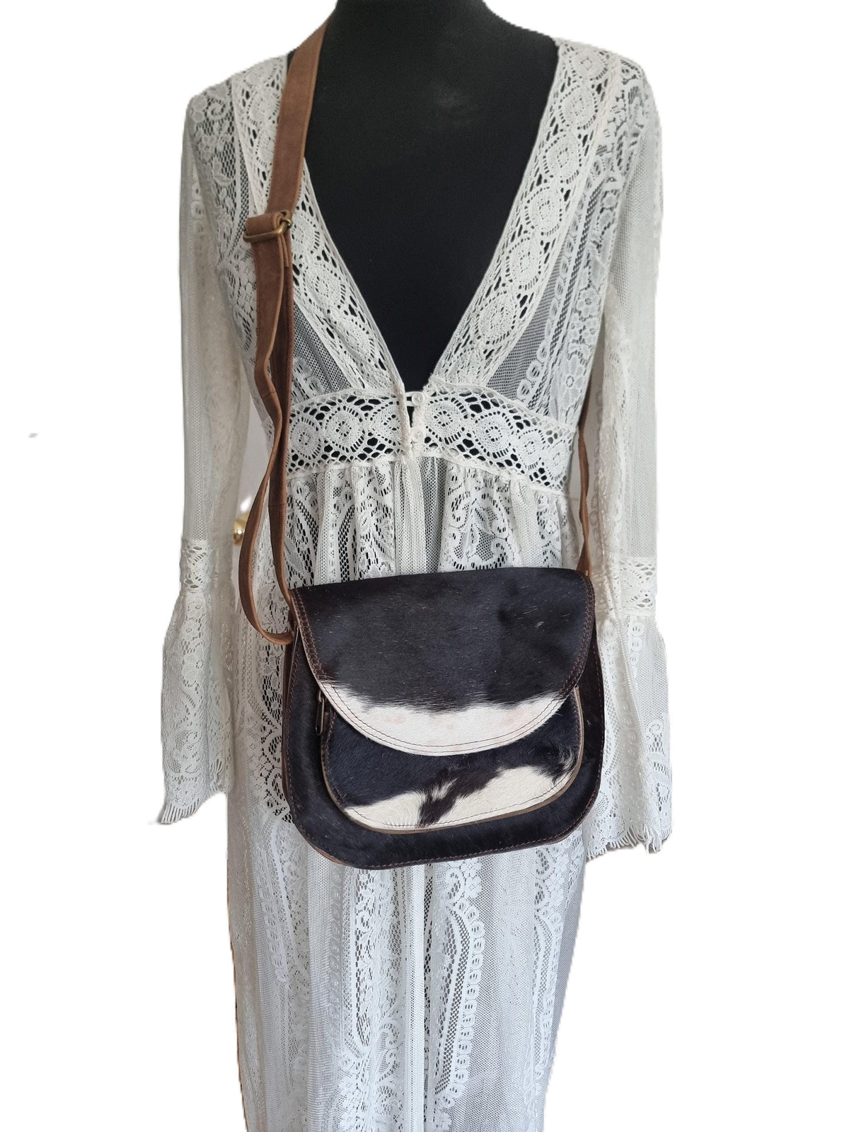 Cowhide Crossbody Bag & Wallet Set: Western Leather Purse Gift