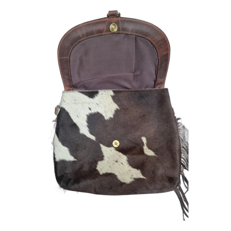 Tooled Leather Cowhide Crossbody Bag & Wallet Set: Western Pistol Design