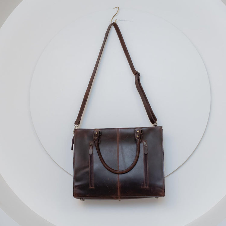 Hand-Tooled Cowhide Leather Tote Bag: Western Floral Crossbody