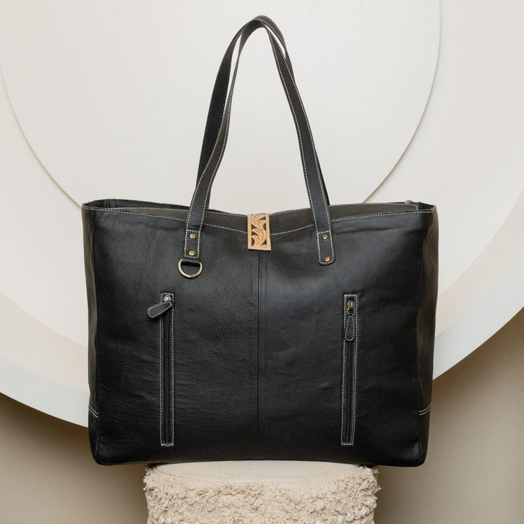 Floral Tooled Leather Cowhide Tote Bag: Western Oversized Shoulder Bag