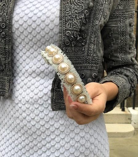 Pearl Lace Headband, Polka Dot Hairband, 1950s Rockabilly Hair Accessory, Vintage Style Pearl Headband, Bridal Boho Hairband