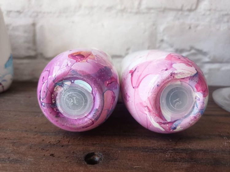 Unique Cotton Candy Salt and Pepper Shakers, Pink Purple Blue Marbled Ceramic Cruet Set, Handmade Kitchen Gift