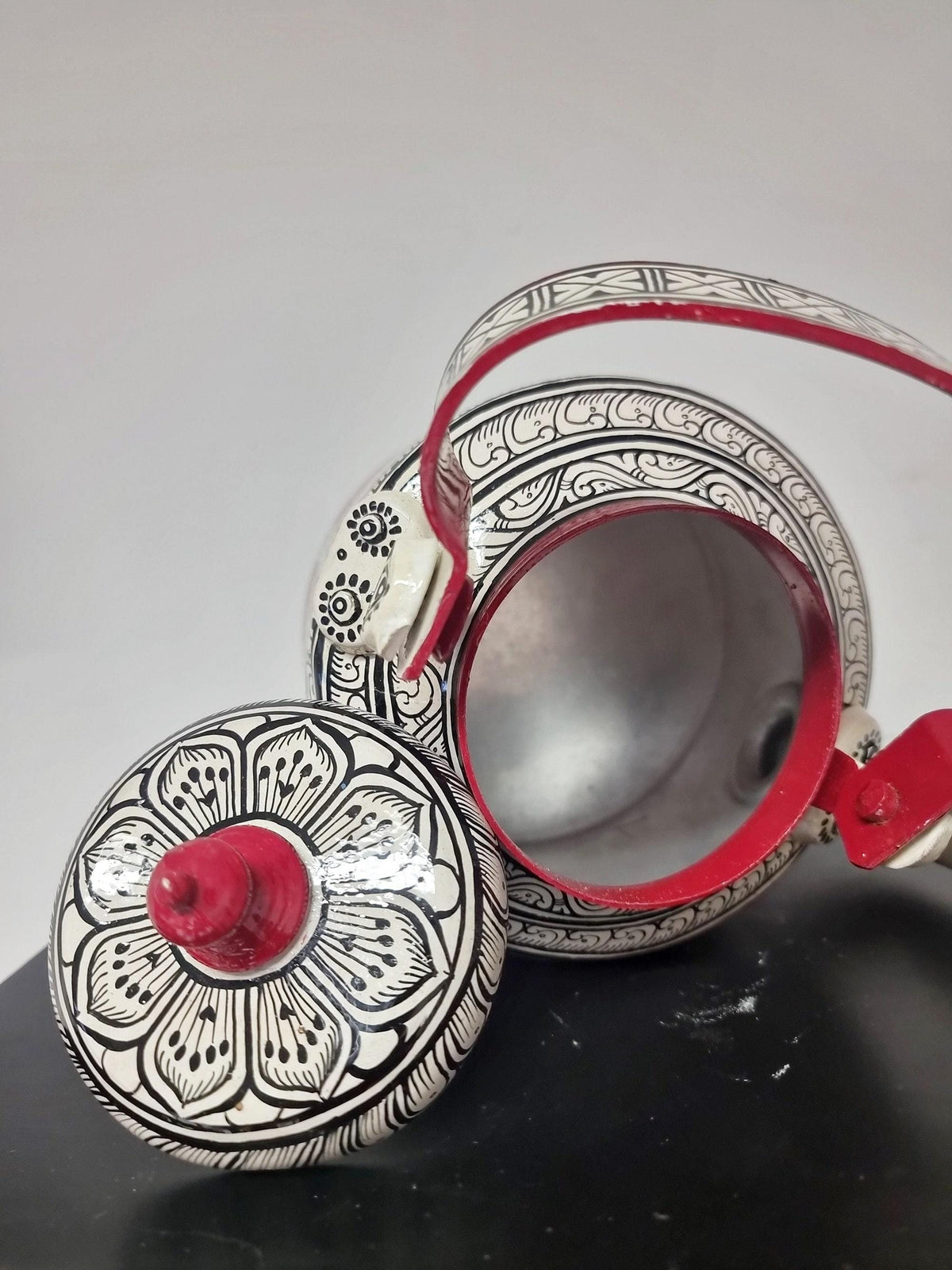 Hand Painted Indian Tea Kettle with Botanical Bird Design | Unique Decorative Teapot