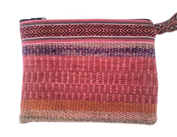 Peruvian Alpaca Wool Toiletry Bag, Handmade Woven Cosmetic Pouch, Colourful Boho Travel Wash Bag