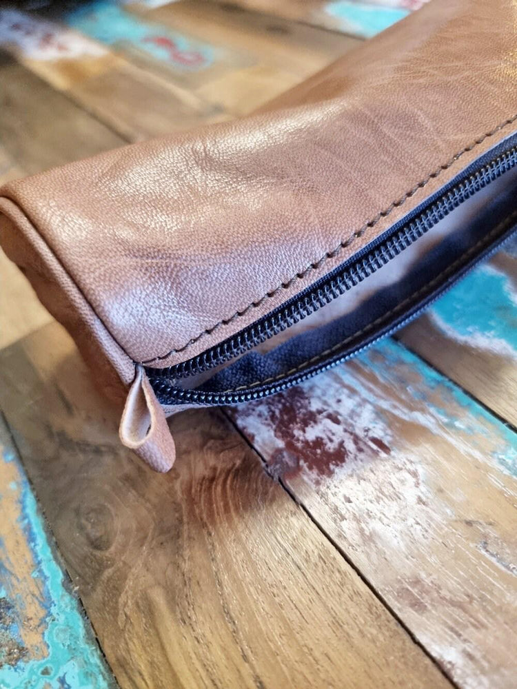 Handmade Leather Pencil Case: Minimalist Makeup Bag & Sunglasses Case