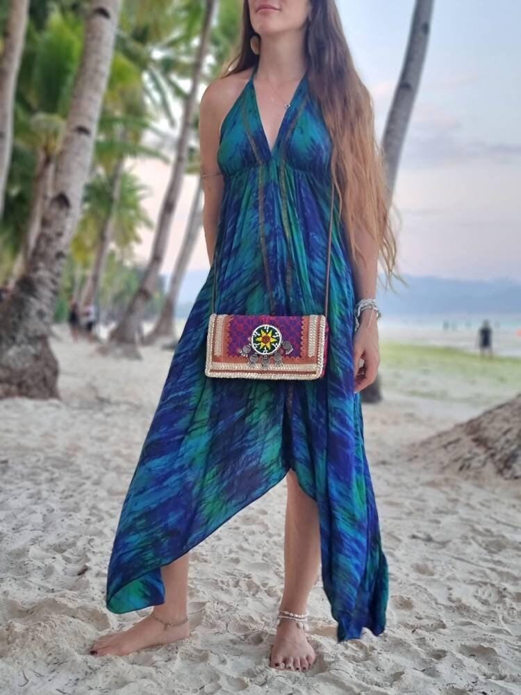 Boho Leather Crossbody Bag: Banjara Tribal Clutch, Hippie Festival Purse