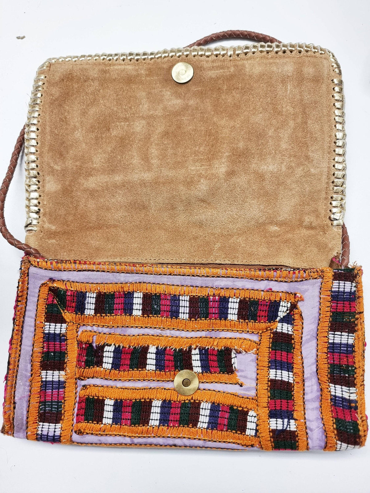 Small boho leather bag, gypsy purse beaded, vintage tapestry indian banjara kuchi, hippie evening bag, tribal clutch, folklore festival