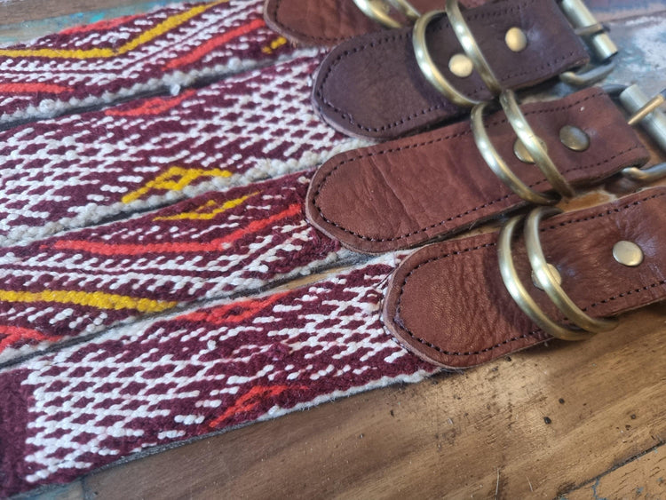 Upcycled Kilim Leather Dog Collar: Bohemian Large Breed Accessory