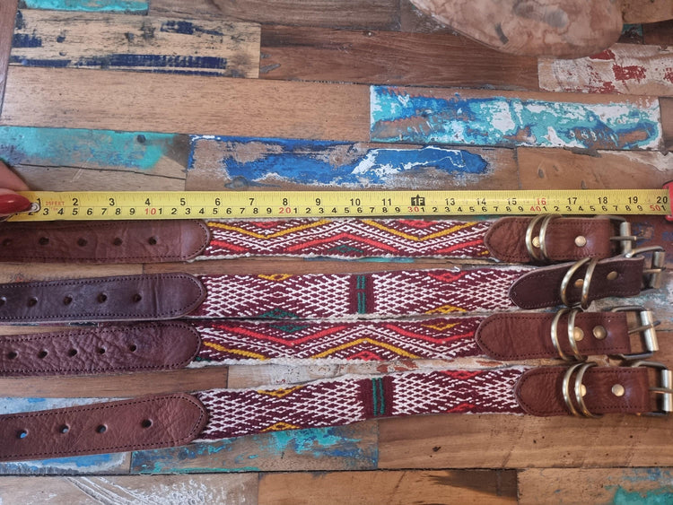 Upcycled Kilim Leather Dog Collar: Bohemian Large Breed Accessory