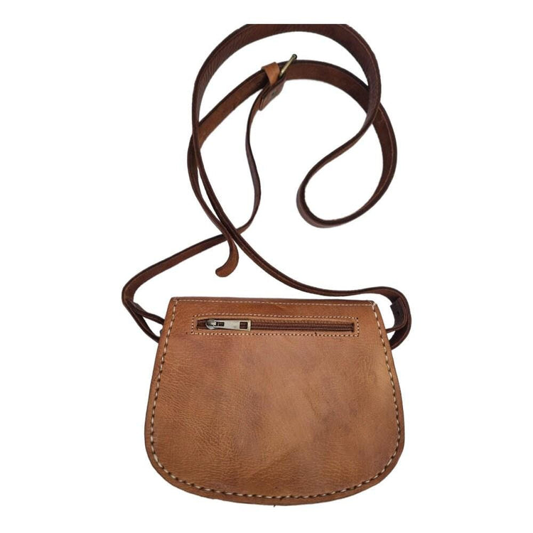 Small leather bag with studs and gypsy coins, vintage moroccan berber bag, mini saddle bag, women western purse with stone