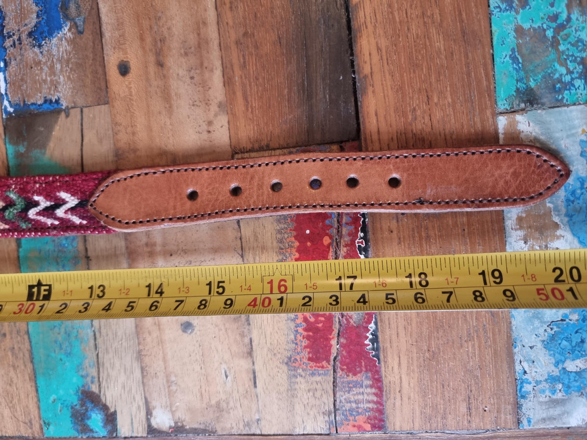 Handmade Moroccan Kilim Dog Collar & Leash Set: Boho Aztec Leather