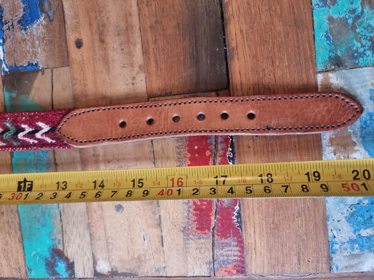 Handmade Moroccan Kilim Dog Collar & Leash Set: Boho Aztec Leather