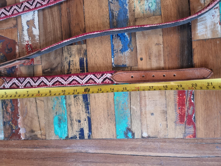 Handmade Leather Dog Collar & Leash Set: Upcycled Moroccan Kilim, Medium Size