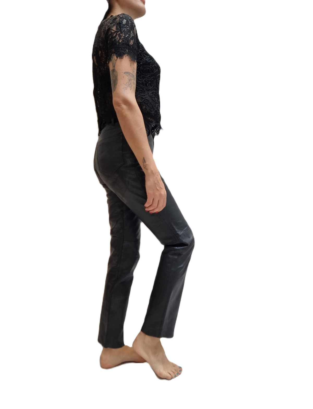Vintage Black Leather Trousers, Womens Biker Leather Pants, Steampunk Trousers, Rock Festival Clothing, Genuine Leather XS S