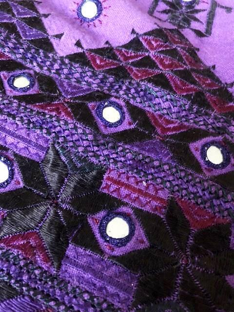 Banjara Midi Skirt Purple Gypsy Mirror Embroidery Tribal Boho Skirt Ethnic Hippie Festival Skirt Size L
