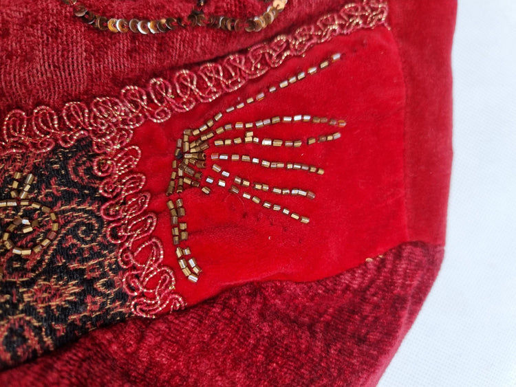 Embroidered Velvet Patchwork Jacket: Upcycled Banjara Tapestry, Boho Hippie Style
