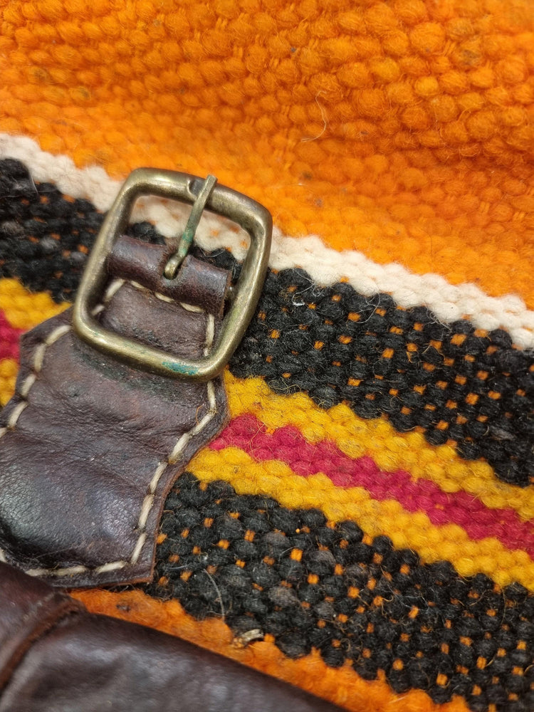 Vintage Moroccan Kilim Backpack, Leather Berber Rucksack, Boho Hippie Festival Bag, Upcycled Carpet Backpack, Large Womens Travel Bag