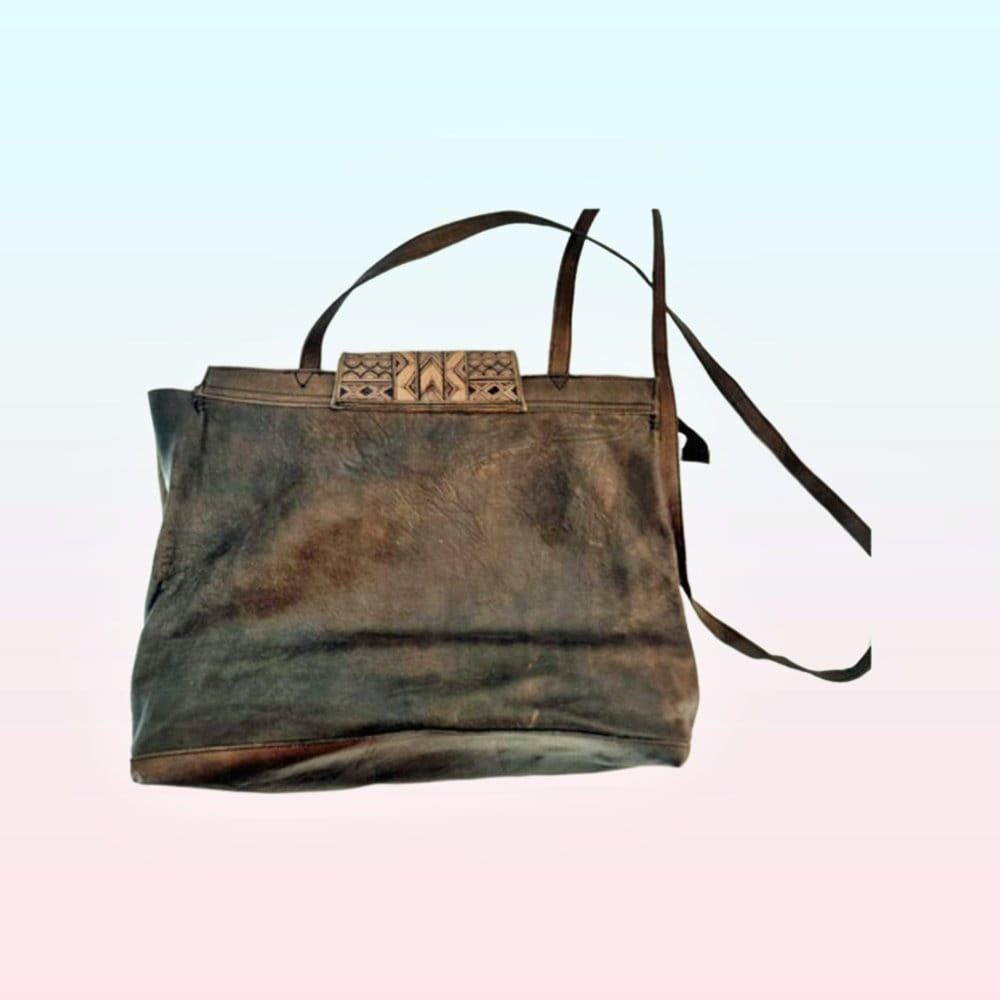 Handmade African Leather Crossbody Bag: Large Tribal Boho Tote