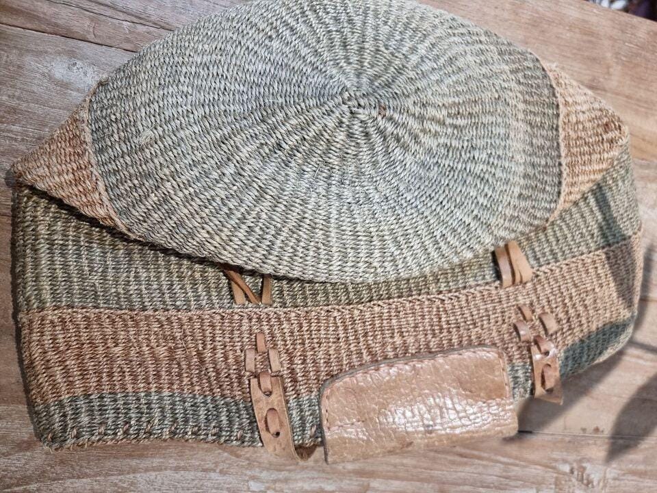 Handmade Sisal & Leather Kiondo Bag: African Boho Tote