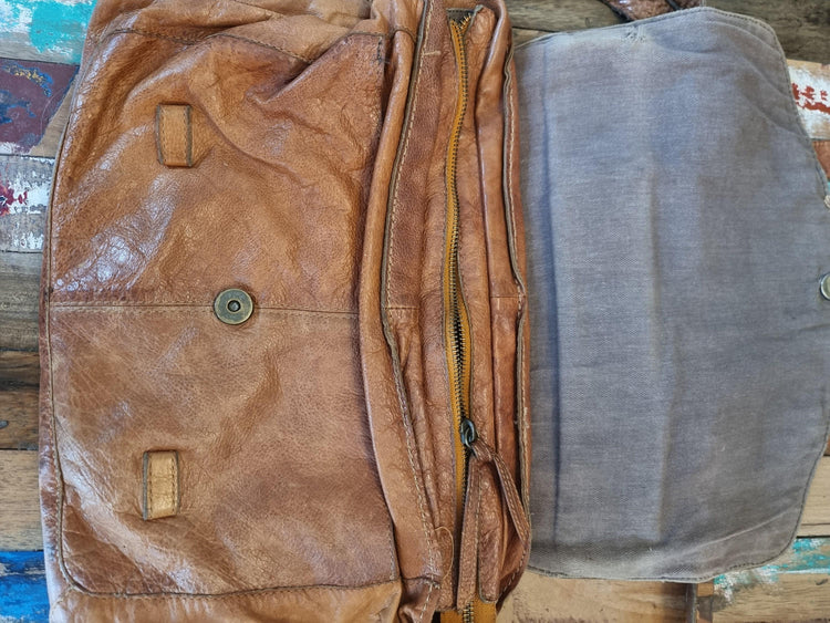Y2K Leather Satchel: Large Tan Brown Boho Purse