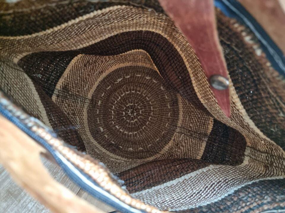 Handmade Sisal Bucket Bag: Boho Leather Tote, African Kiondo Purse