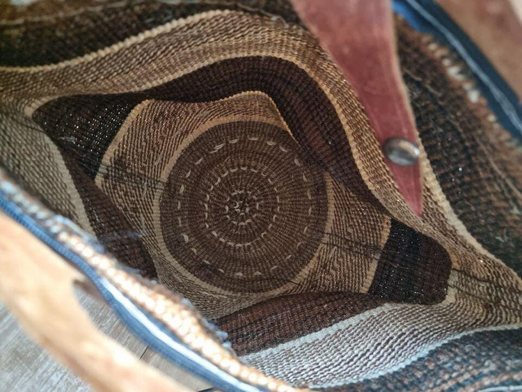 Handmade Sisal Bucket Bag: Boho Leather Tote, African Kiondo Purse